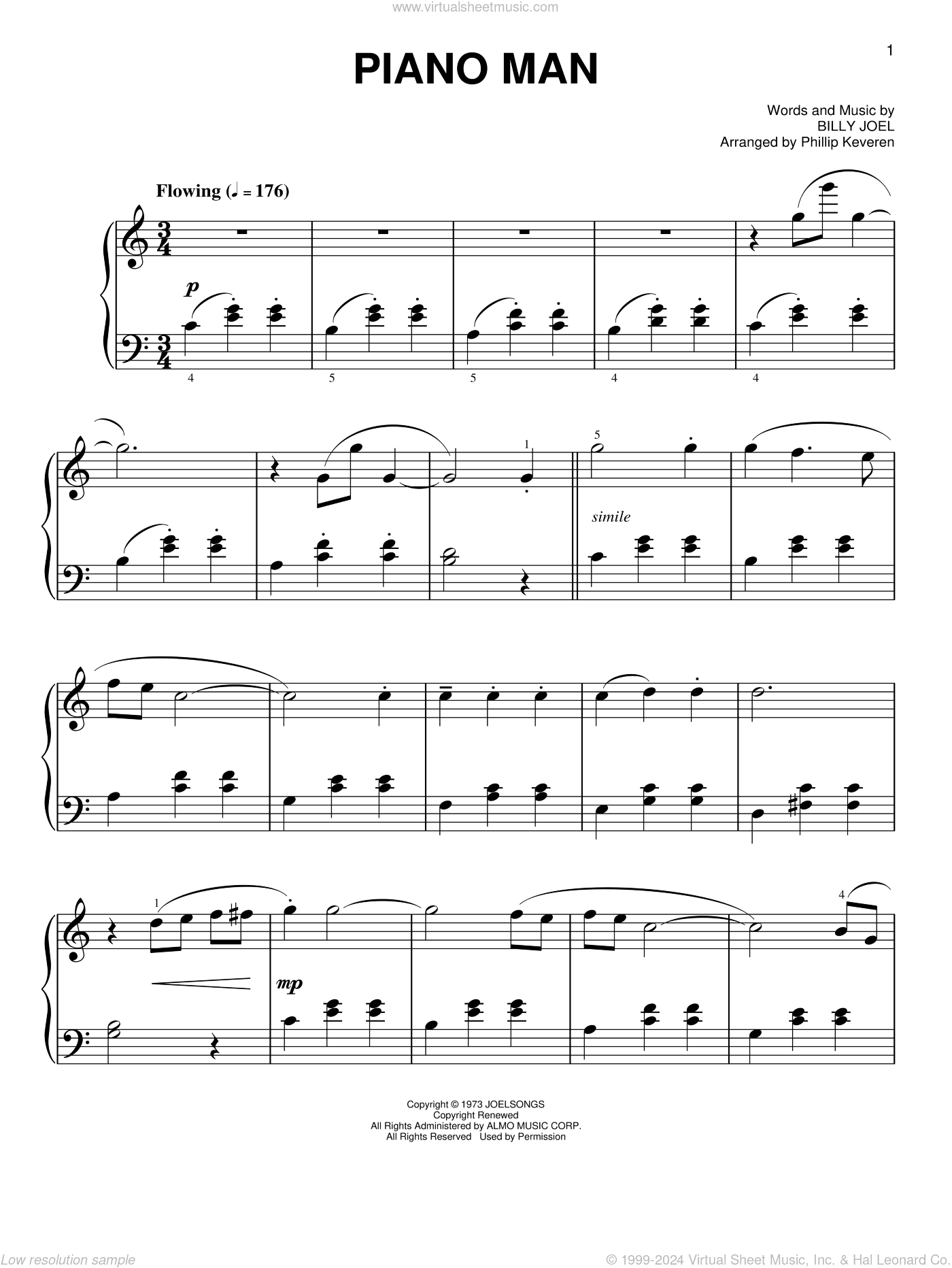 Piano Man [Classical version] (arr. Phillip Keveren)