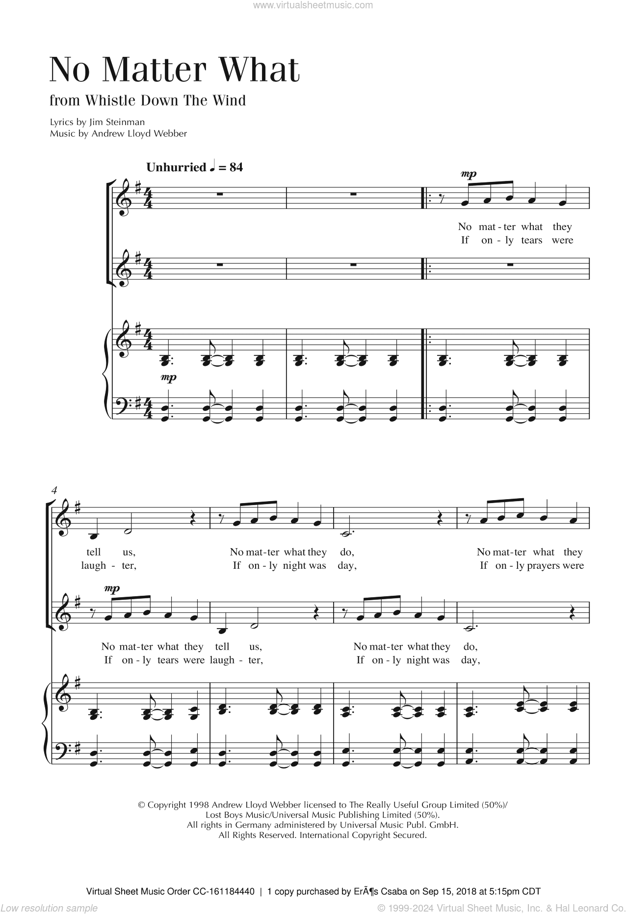 No Matter What (from Whistle Down The Wind)
