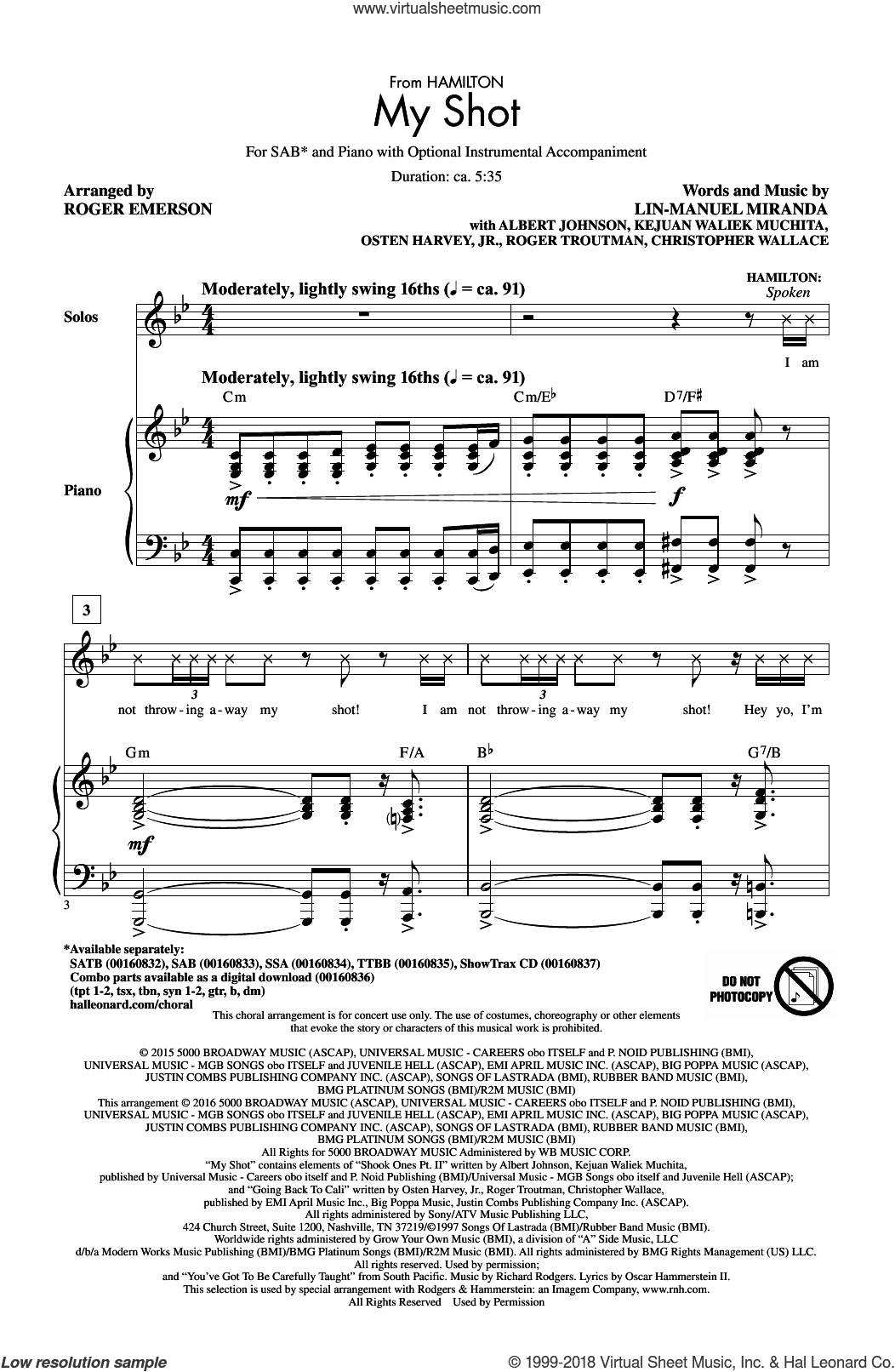 My Shot (from Hamilton) (arr. Roger Emerson)