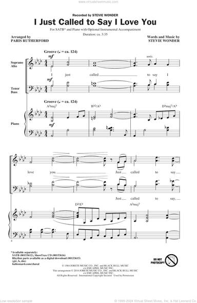 I Just Called To Say I Love You (arr. Paris Rutherford)