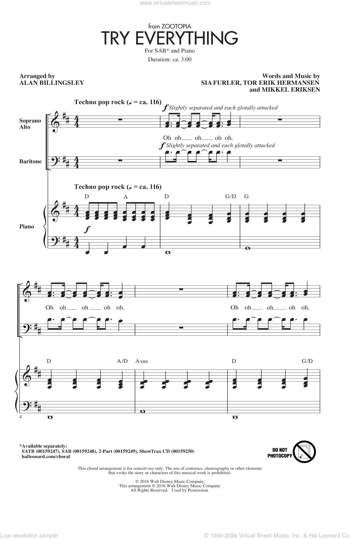 Try Everything (from Zootopia) (arr. Alan Billingsley)