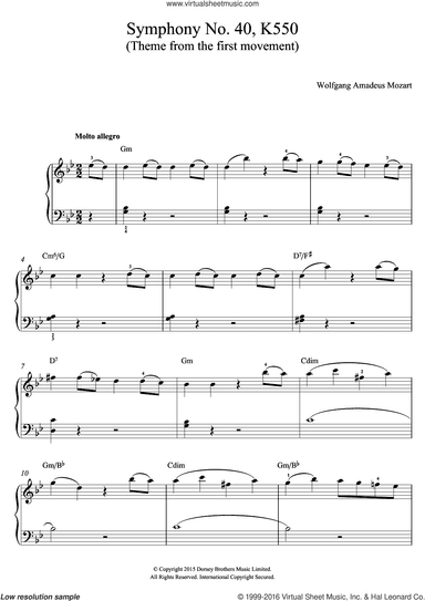 Symphony No. 40 in G Minor K550, 1st Movement Theme
