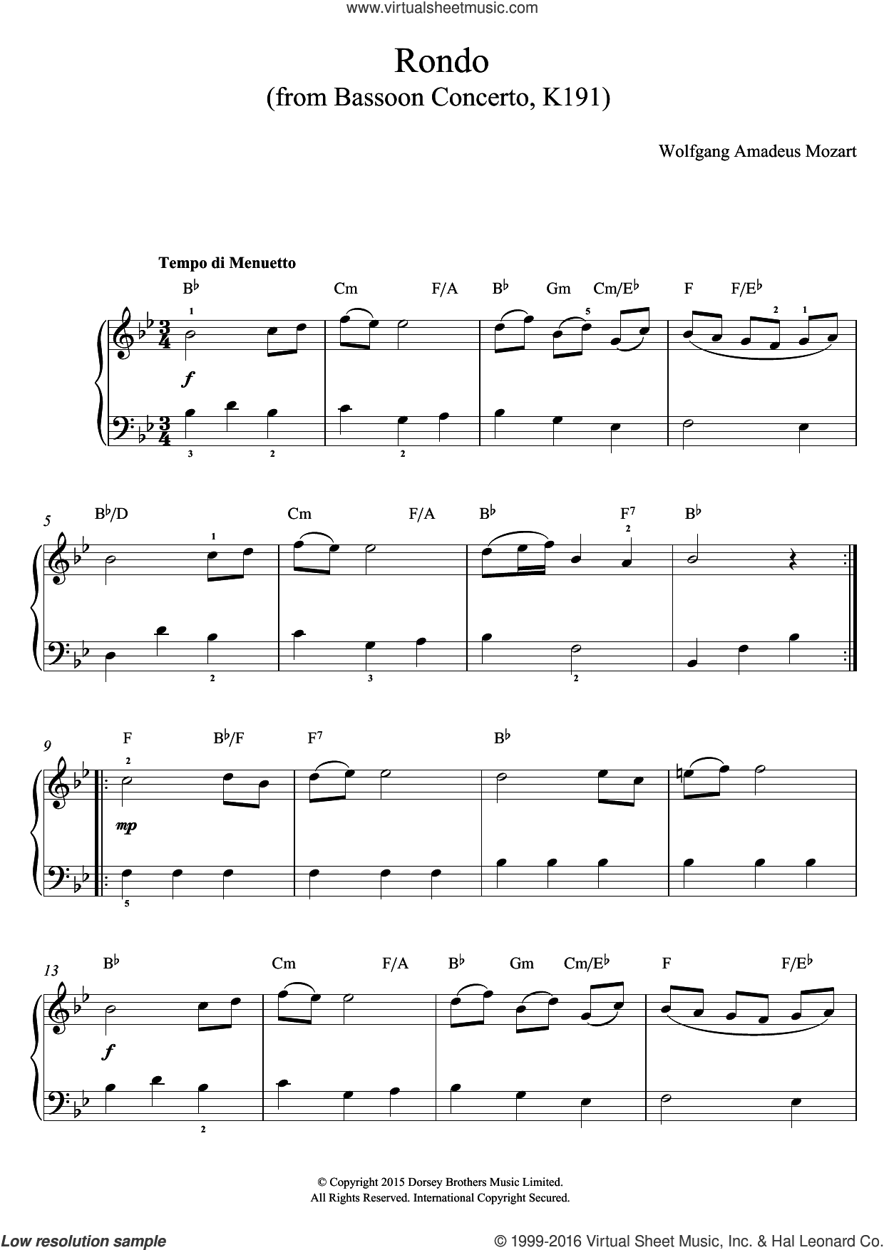 Rondo From Bassoon Concerto, K191