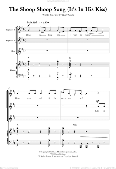The Shoop Shoop Song (It's In His Kiss) (arr. Berty Rice)