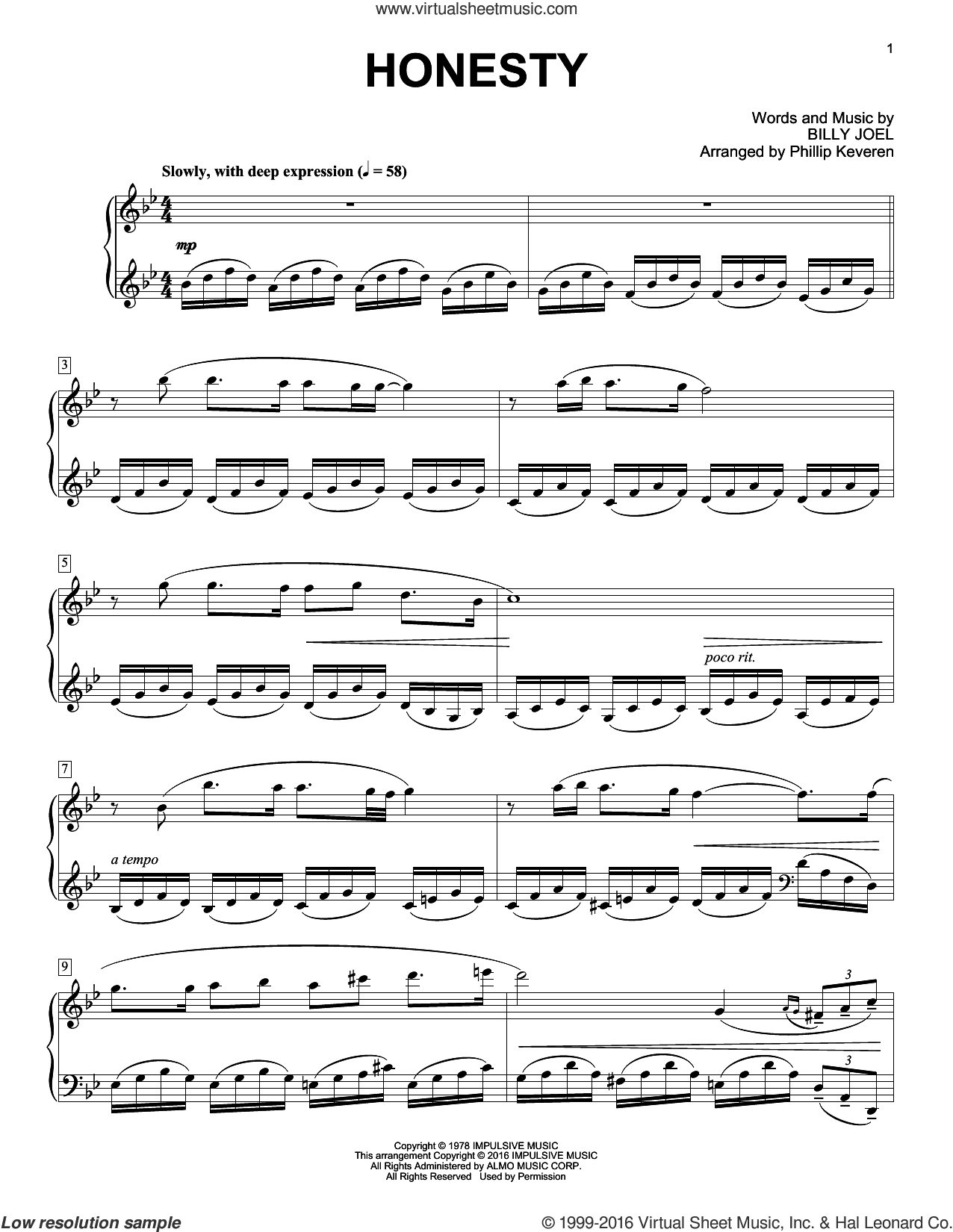 Honesty [Classical version] (arr. Phillip Keveren)
