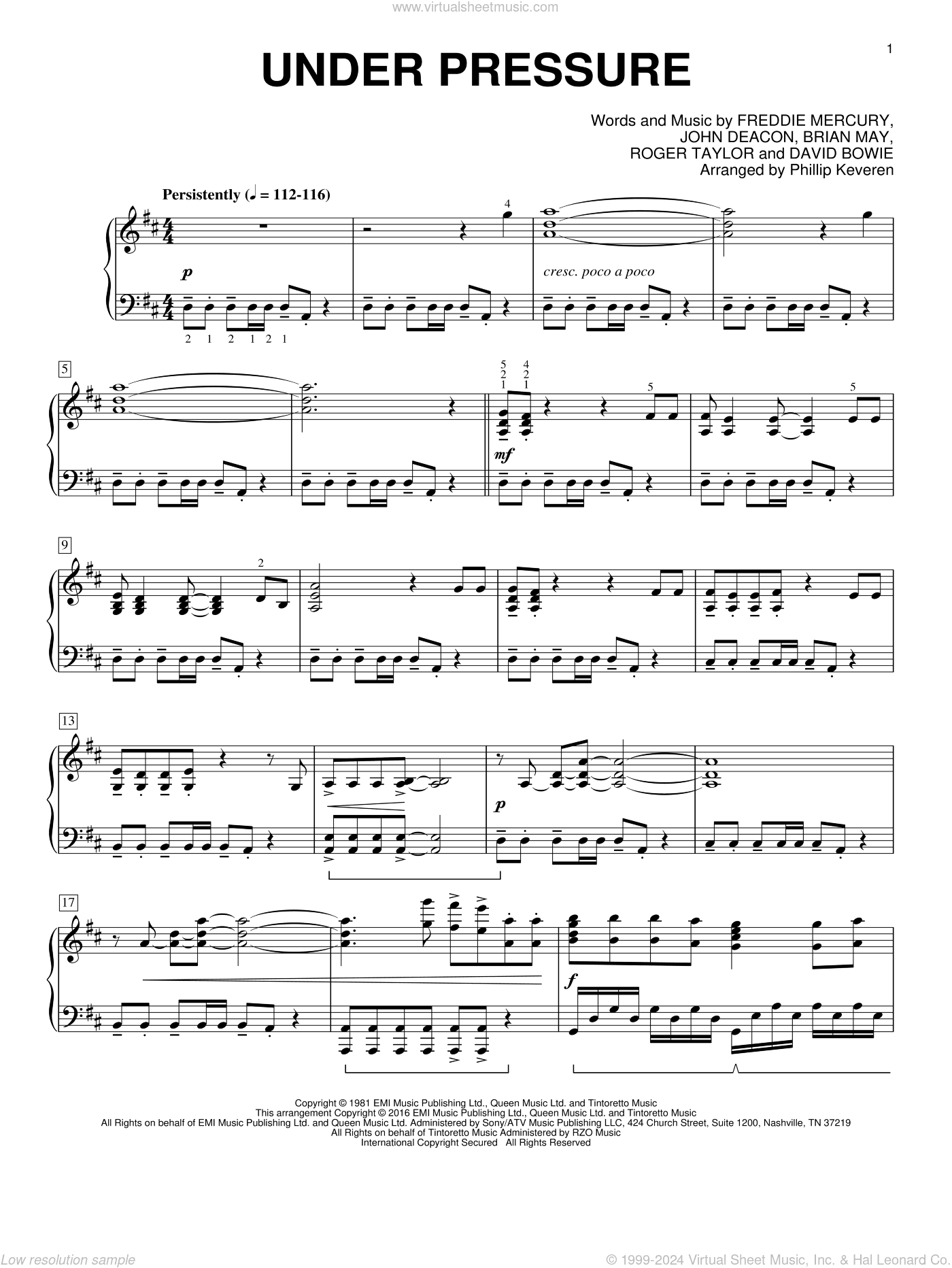 Under Pressure [Classical version] (arr. Phillip Keveren)