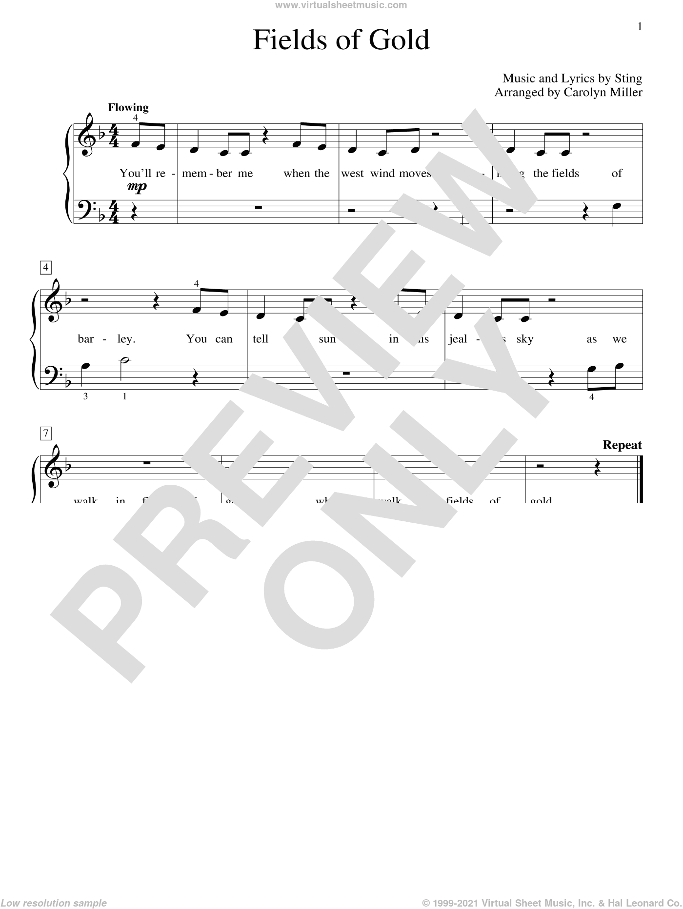 Fields Of Gold (arr. Carolyn Miller)