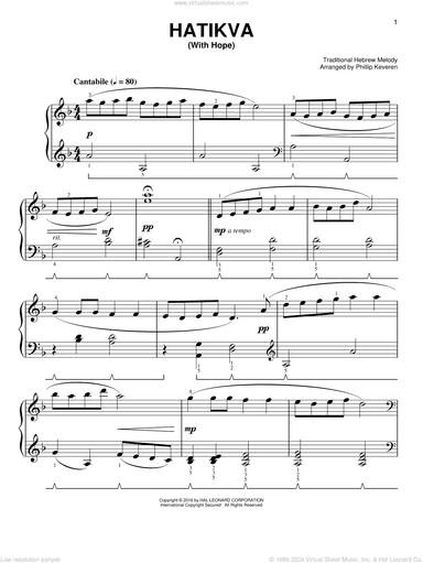 Hatikvah (With Hope) [Classical version] (arr. Phillip Keveren)