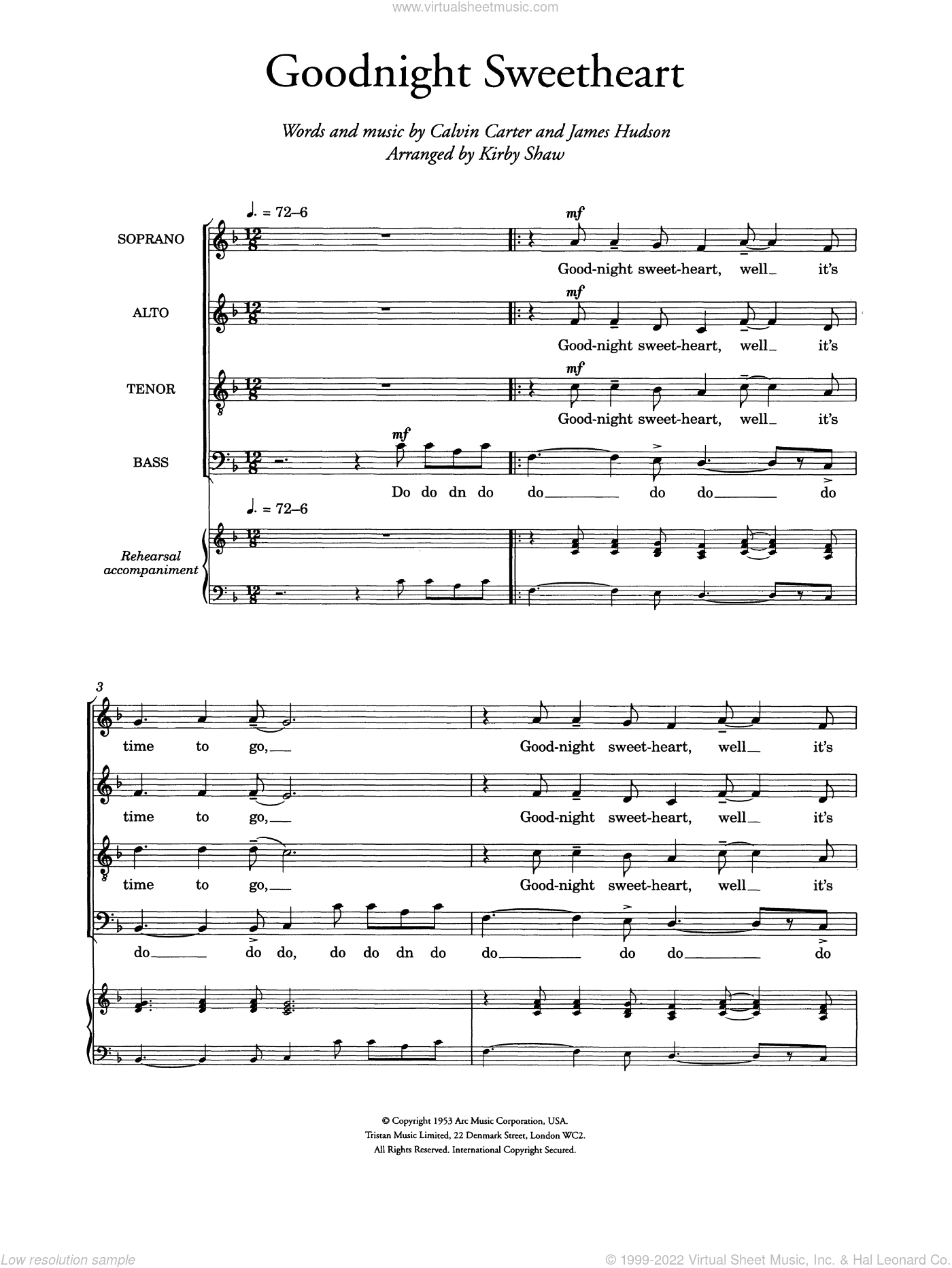 Goodnight Sweetheart (arr. Kirby Shaw)