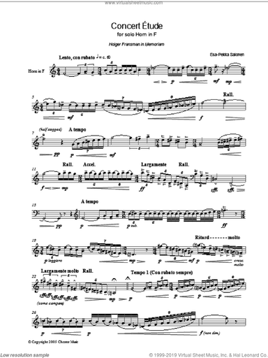 Concert Etude For Solo Horn In F