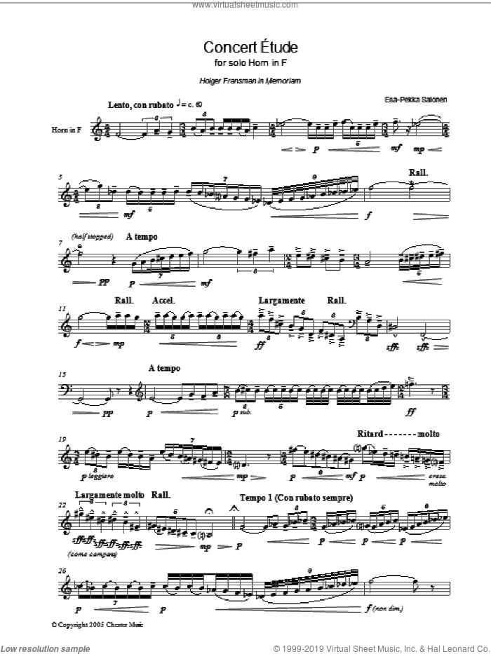 Concert Etude For Solo Horn In F