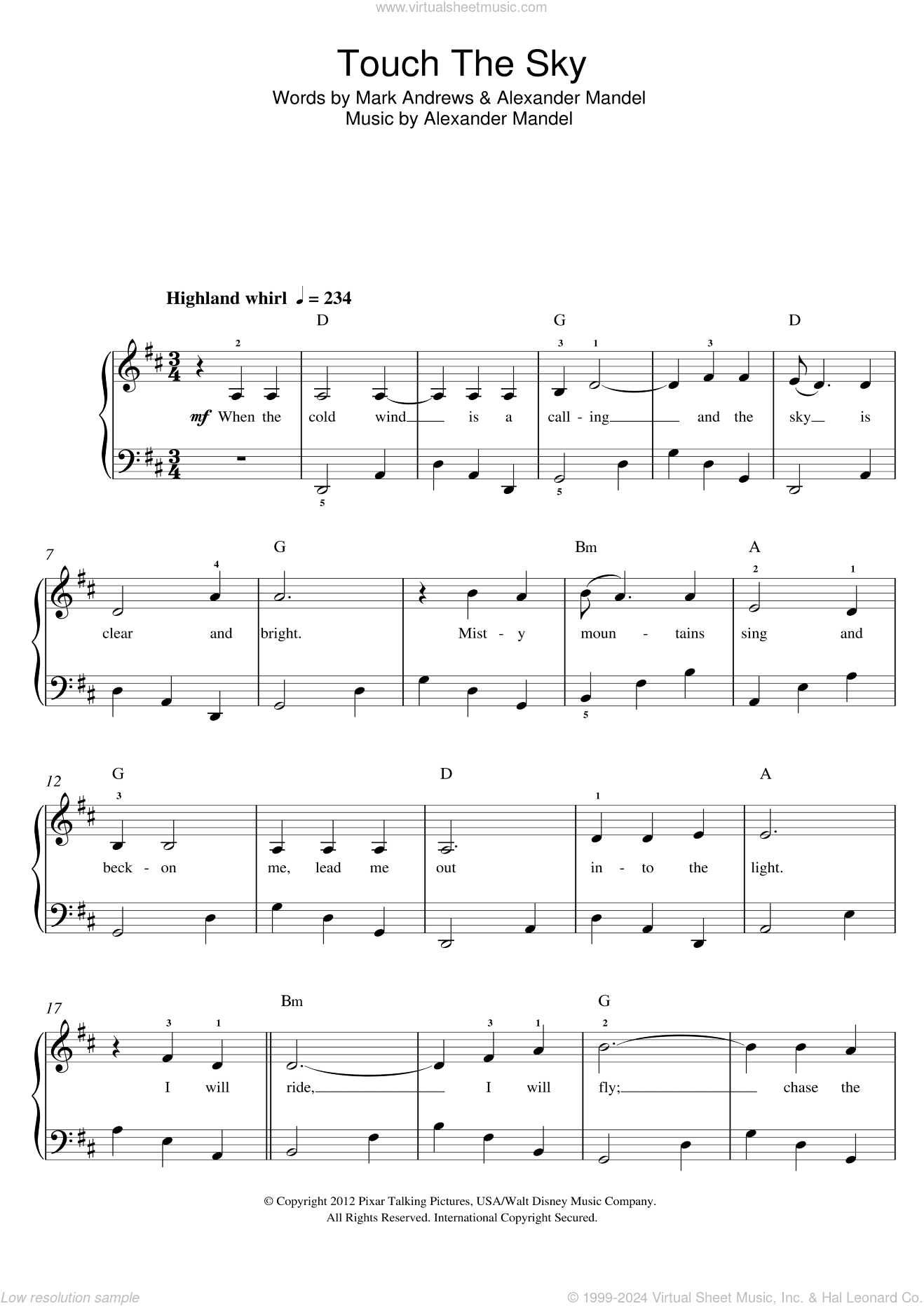Touch The Sky (From Brave), (easy)