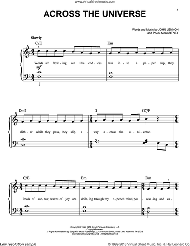 Across The Universe, (beginner)