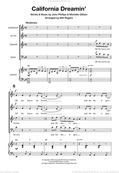 California Dreamin' (Arr. Milt Rogers)