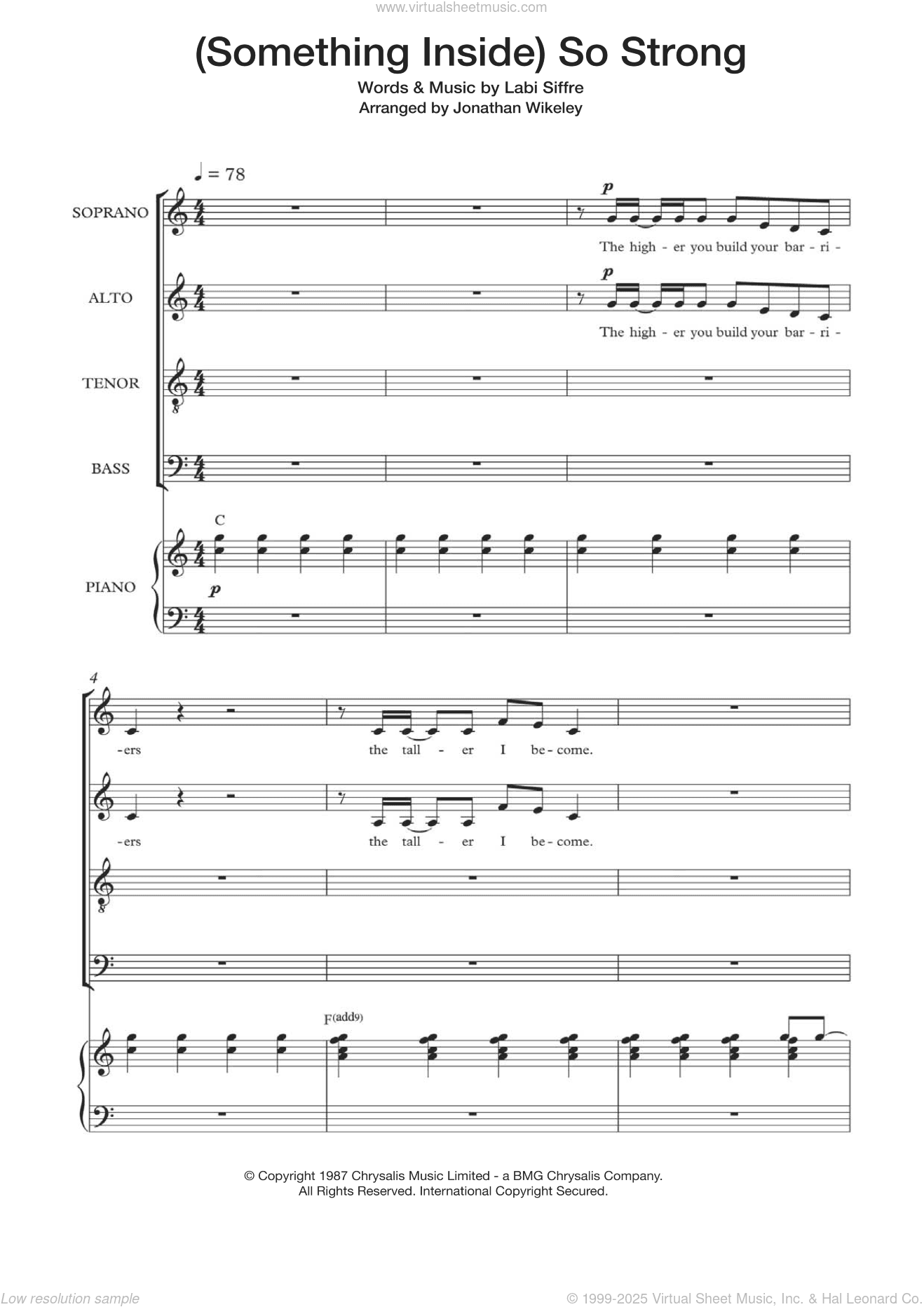 (Something Inside) So Strong (Arr. Jonathan Wikeley)