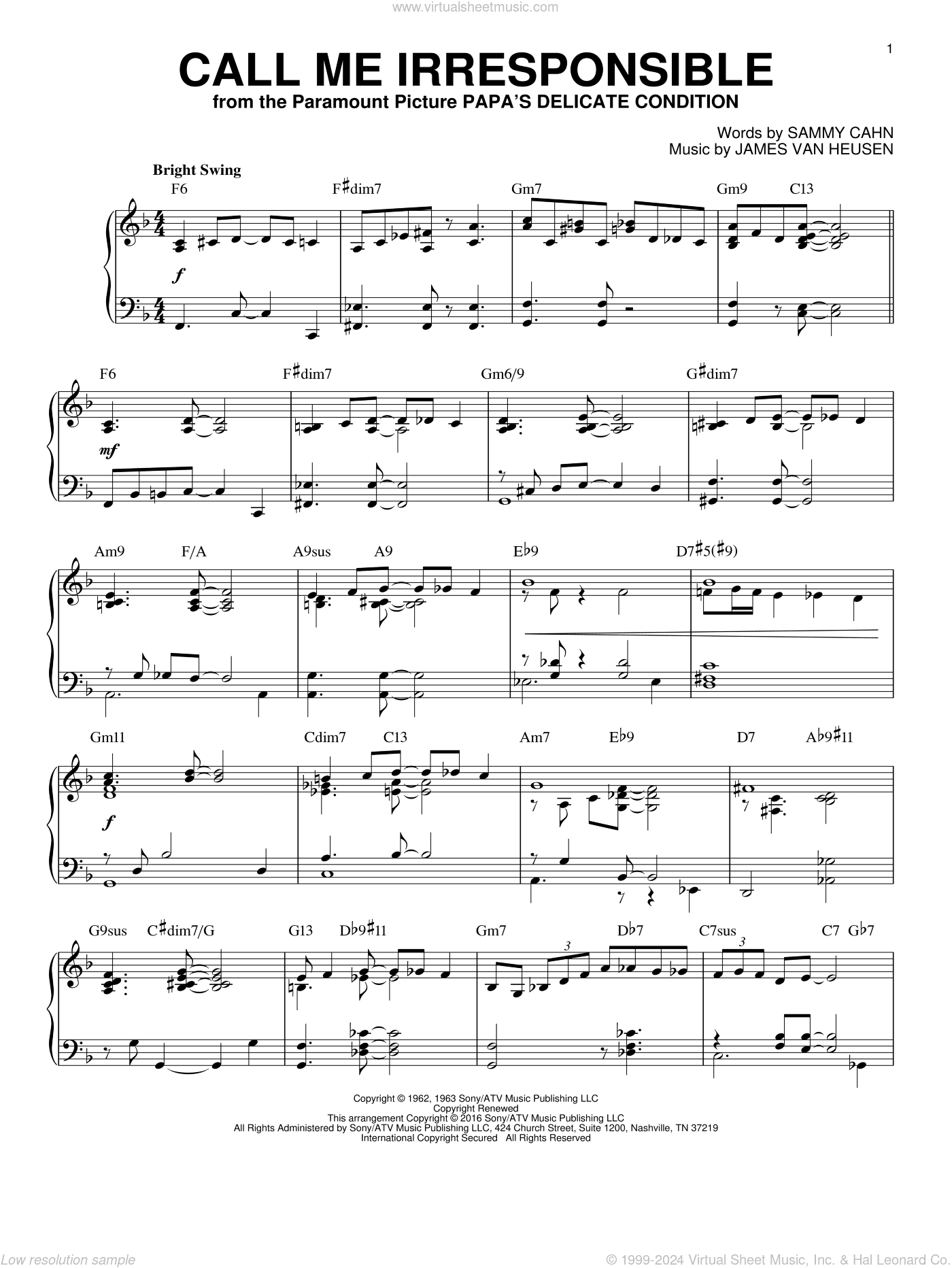 Call Me Irresponsible [Jazz version] (arr. Brent Edstrom)