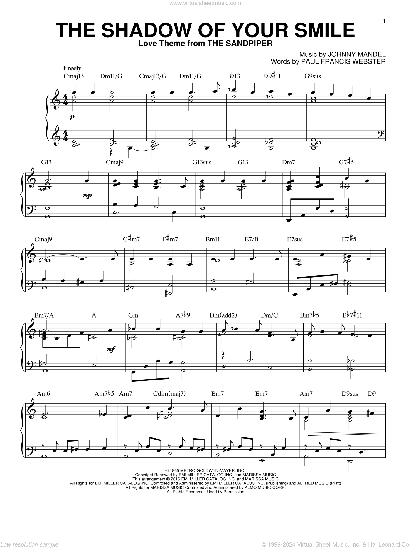 The Shadow Of Your Smile [Jazz version] (arr. Brent Edstrom)
