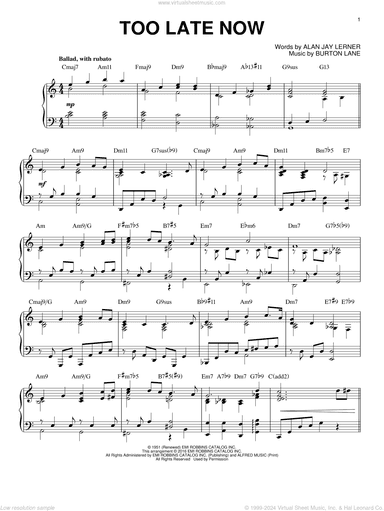 Too Late Now [Jazz version] (arr. Brent Edstrom)