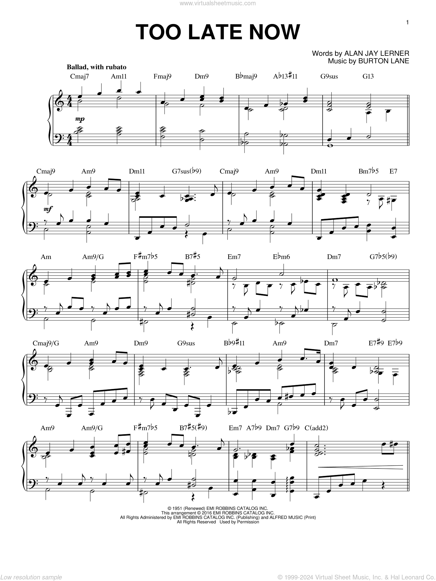Too Late Now [Jazz version] (arr. Brent Edstrom)