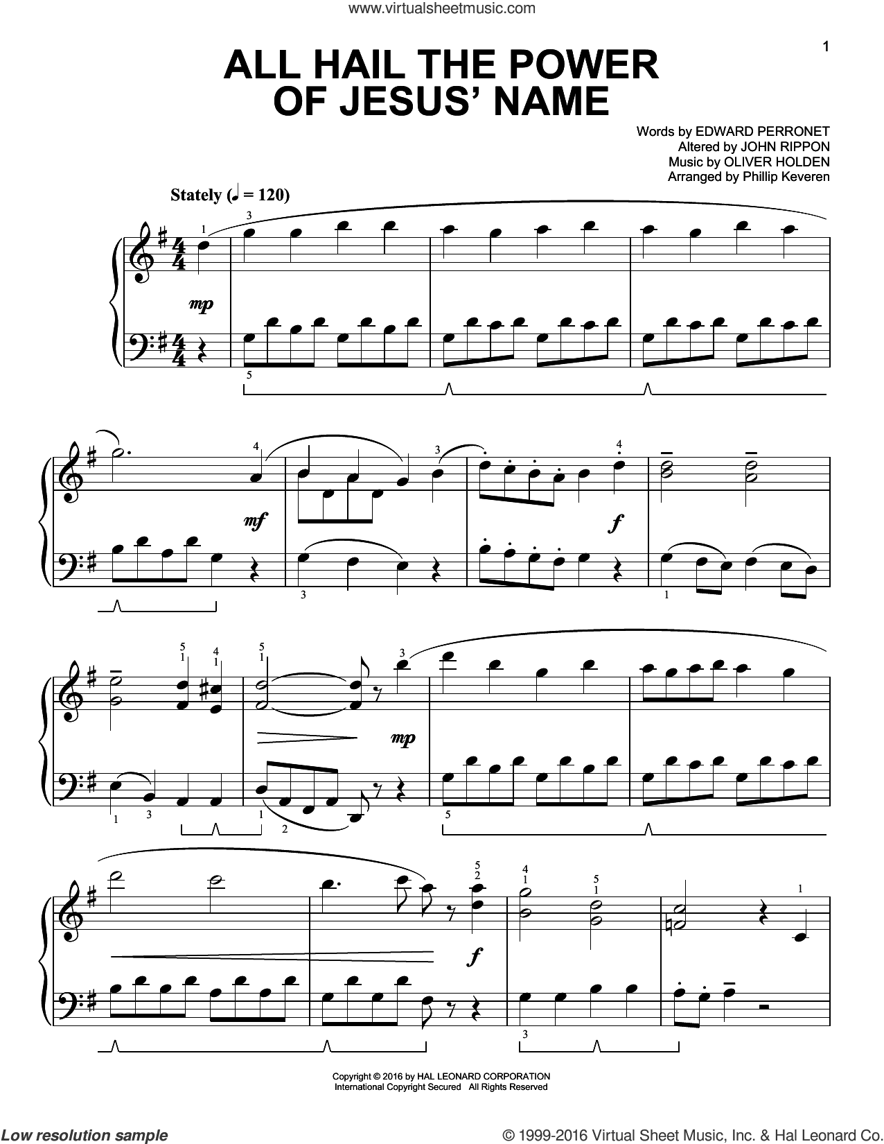 All Hail The Power Of Jesus' Name [Classical version] (arr. Phillip Keveren)