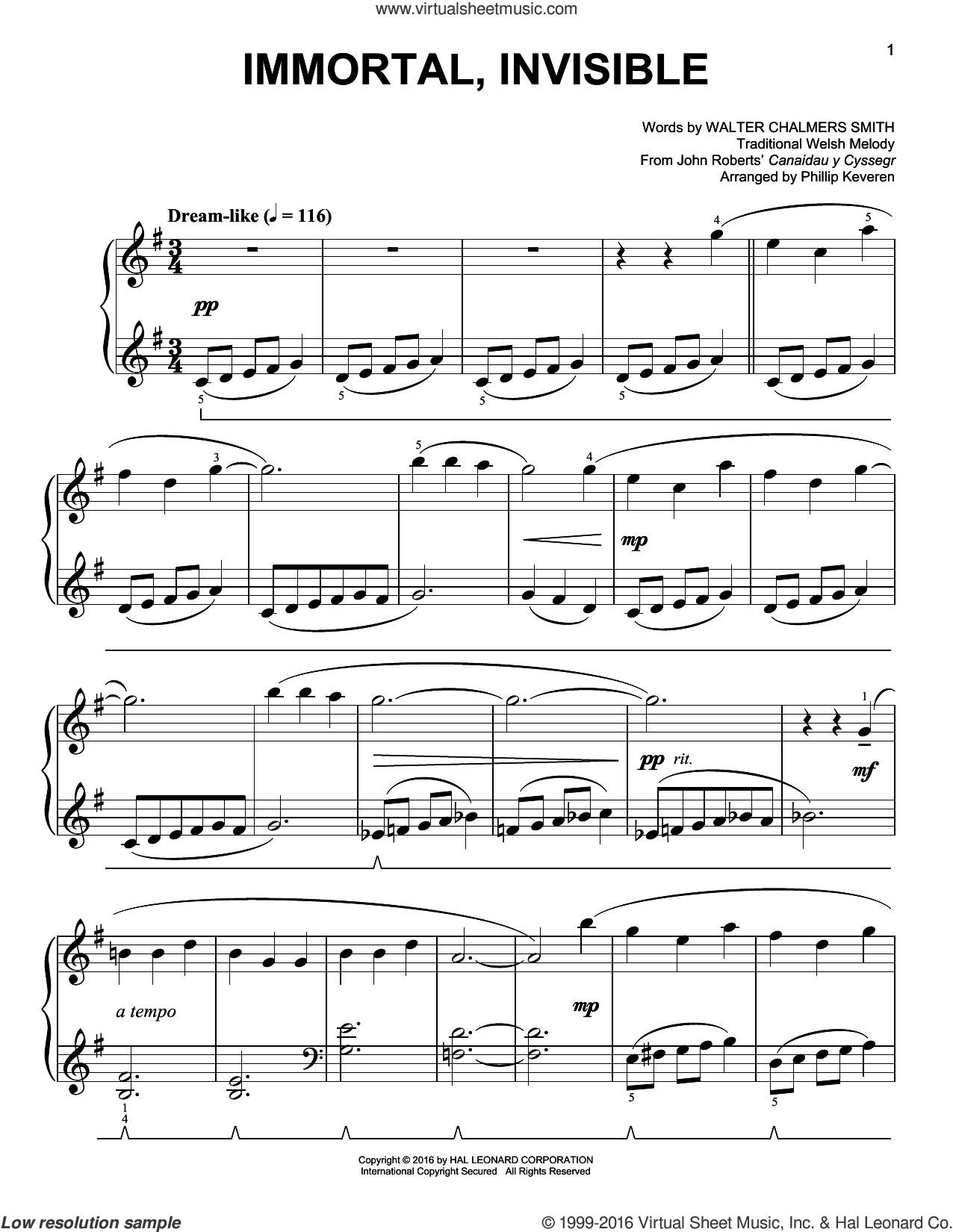 Immortal, Invisible [Classical version] (arr. Phillip Keveren)