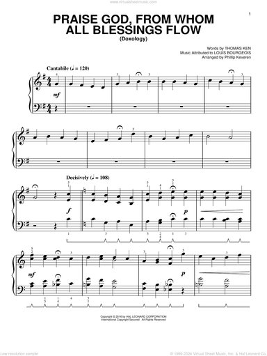 Praise God, From Whom All Blessings Flow [Classical version] (arr. Phillip Keveren)
