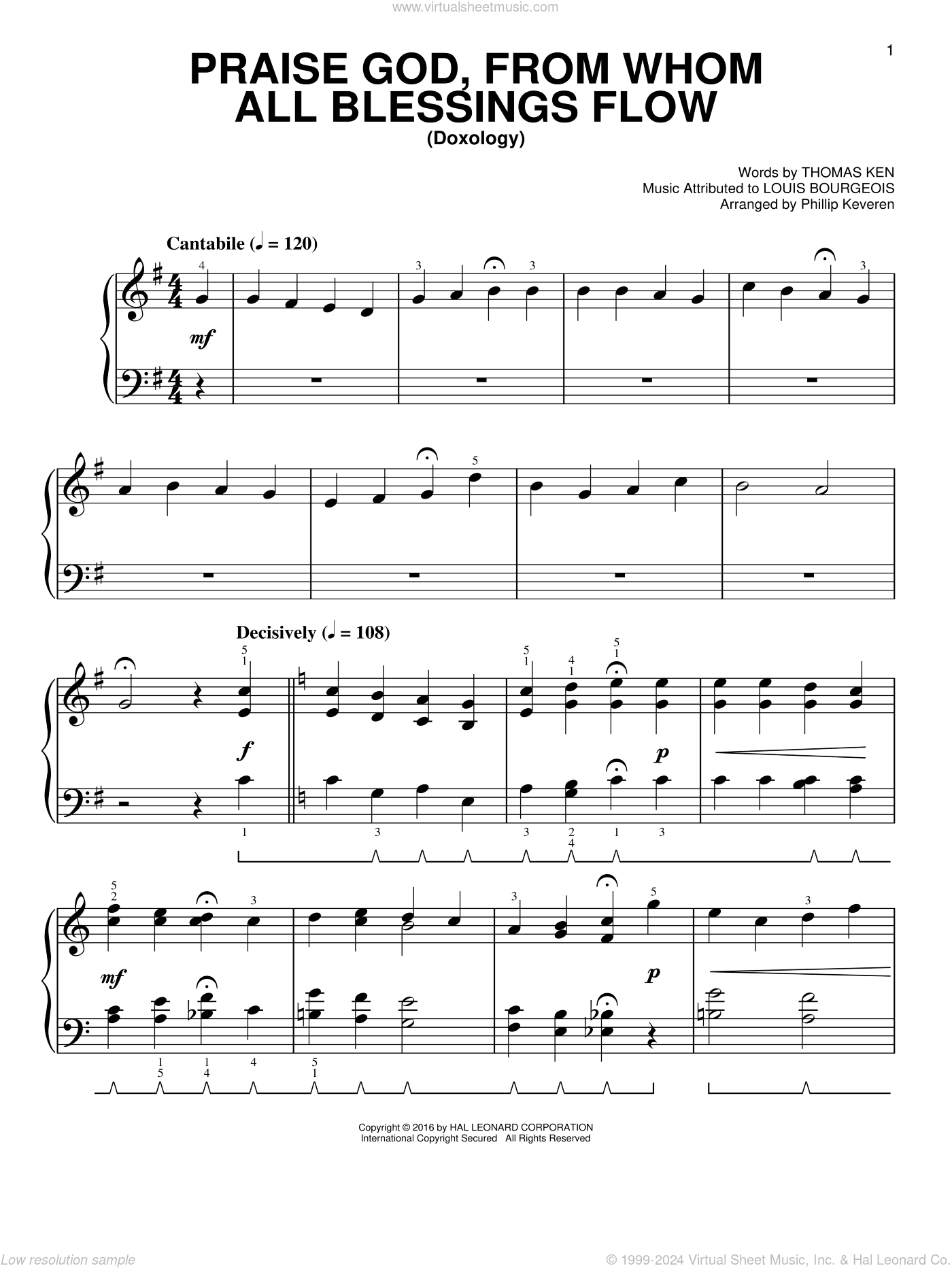 Praise God, From Whom All Blessings Flow [Classical version] (arr. Phillip Keveren)