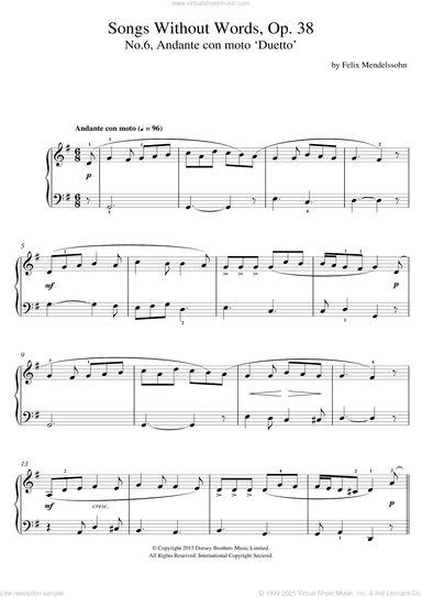 Song Without Words, Op. 38, No. 6 'Duetto'