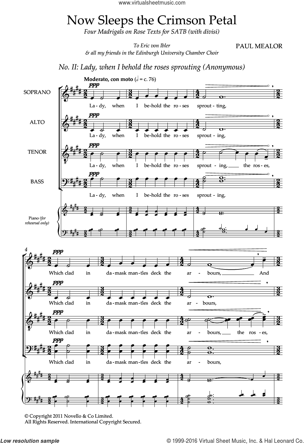Lady, When I Behold (from 'Four Madrigals on Rose Texts')