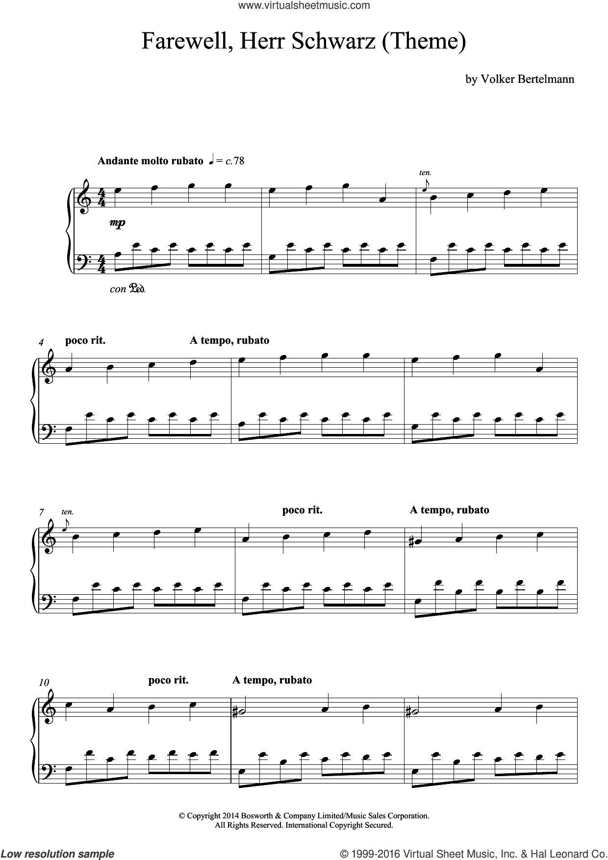 Farewell, Herr Schwarz (Theme)