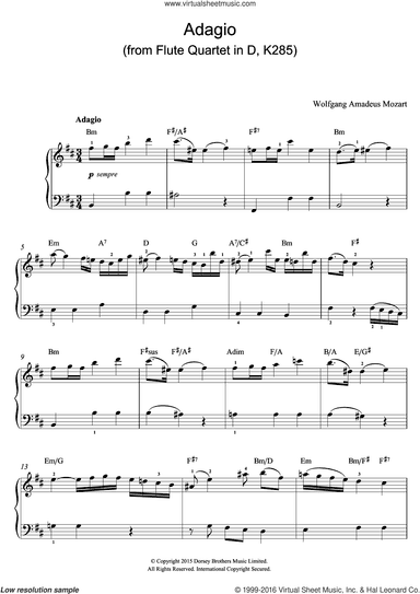 Adagio (from Flute Quartet In D, K285)