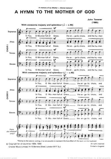 Two Hymns To The Mother Of God