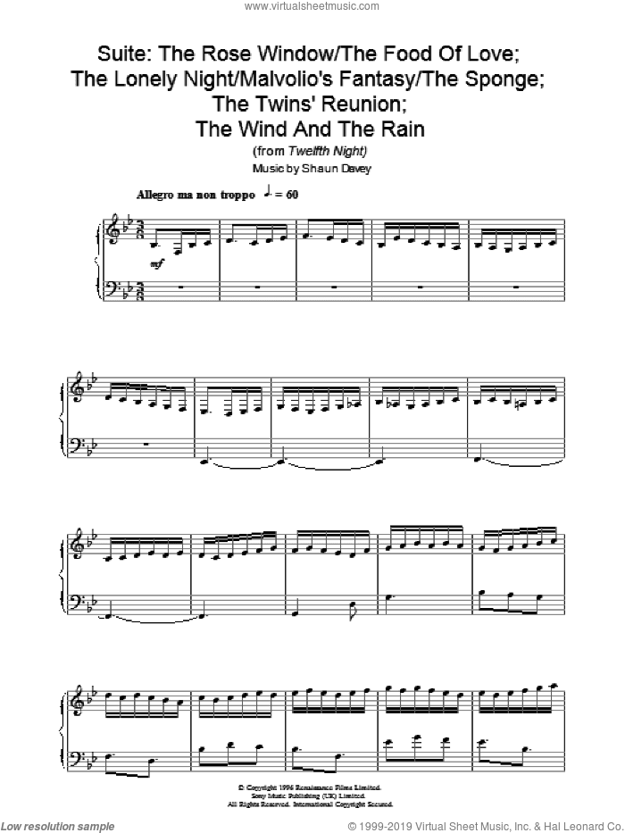 Rose Window / Food Of Love; Lonely Night / Malvolio's Fantasy / The Sponge; Twins Reunion; Wind Rain