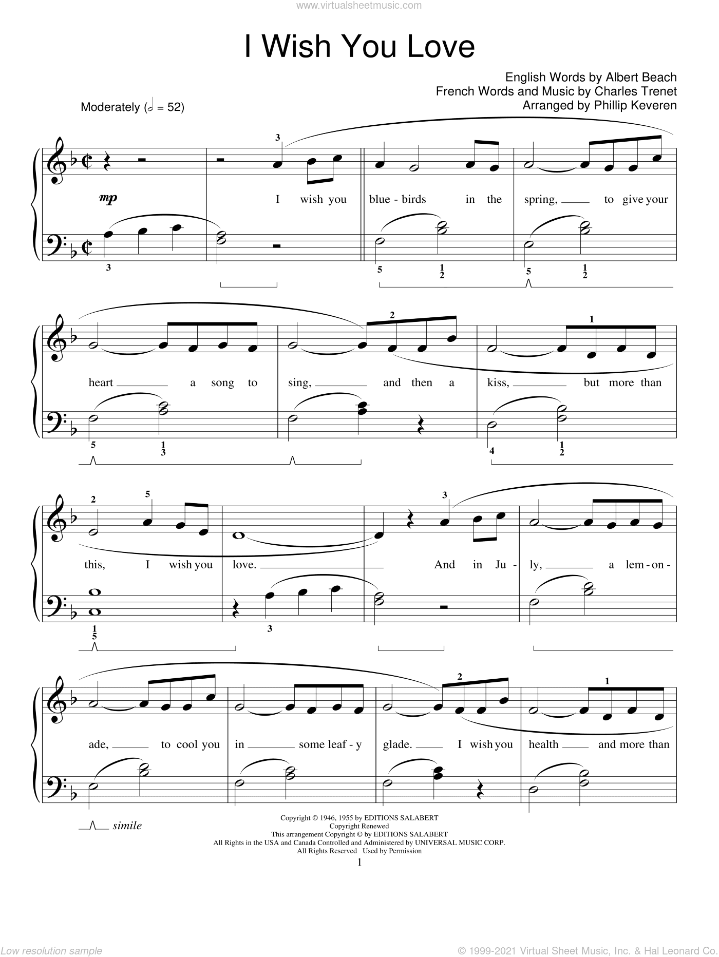 I Wish You Love (arr. Phillip Keveren)