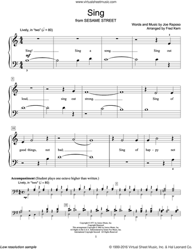 Sing (from Sesame Street) (arr. Fred Kern)