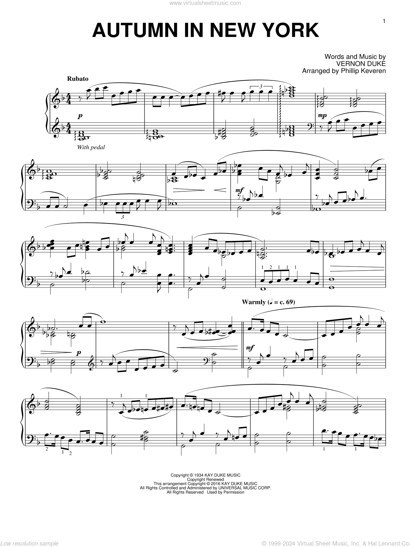 Autumn In New York (arr. Phillip Keveren)