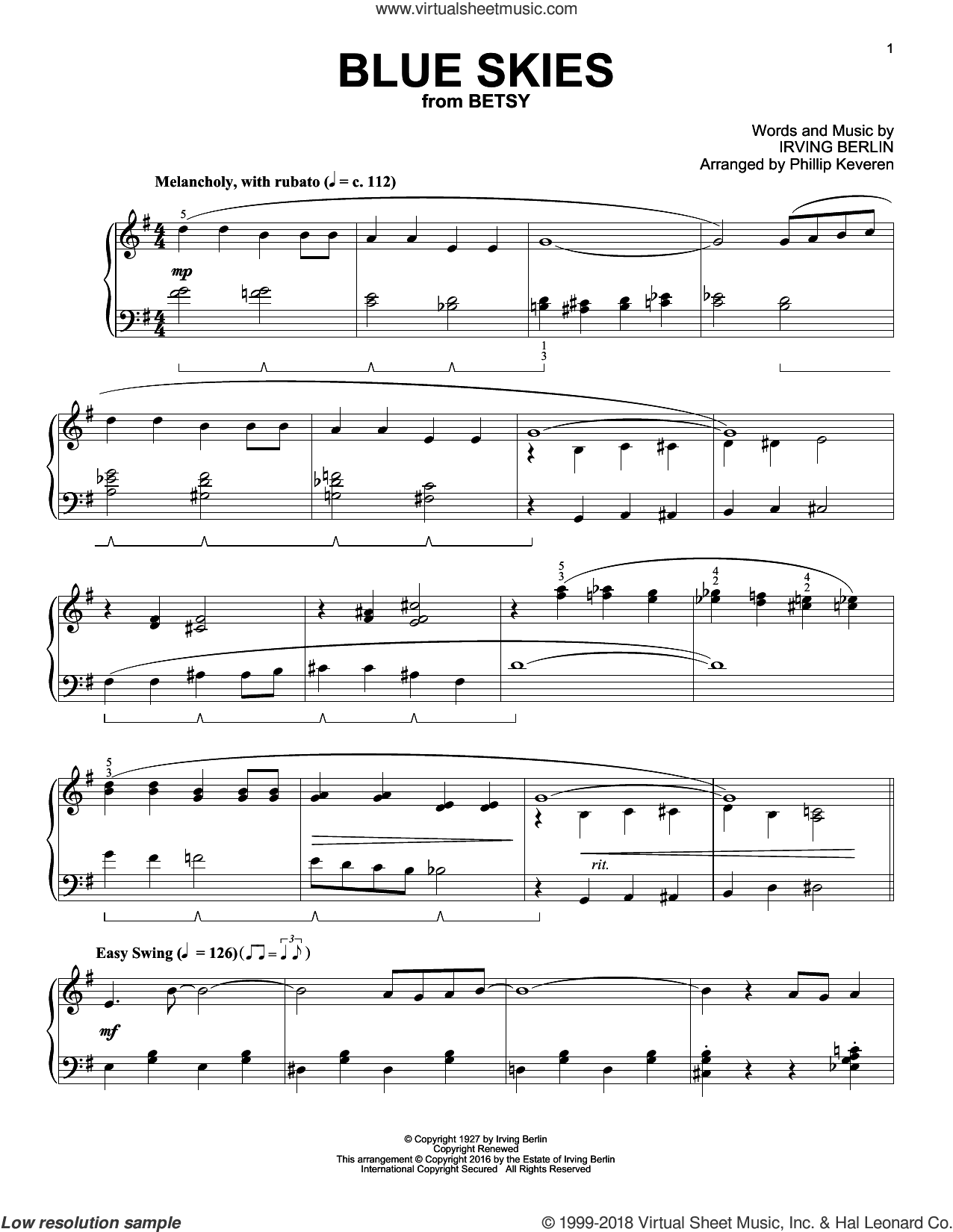 Blue Skies (arr. Phillip Keveren)