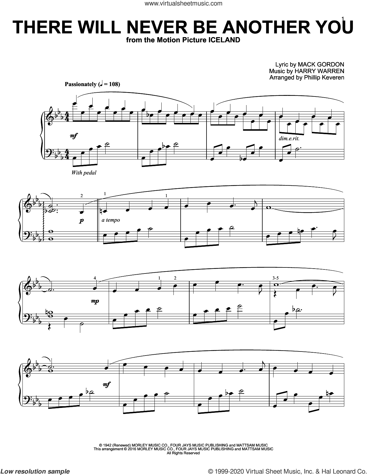 There Will Never Be Another You (arr. Phillip Keveren)