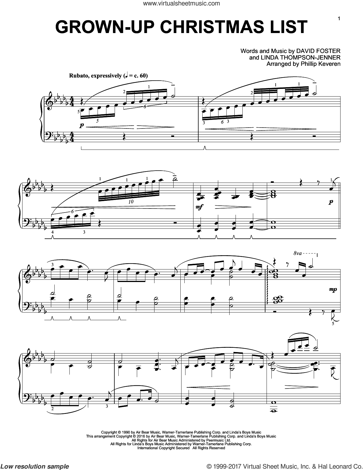 Grown-Up Christmas List (arr. Phillip Keveren)