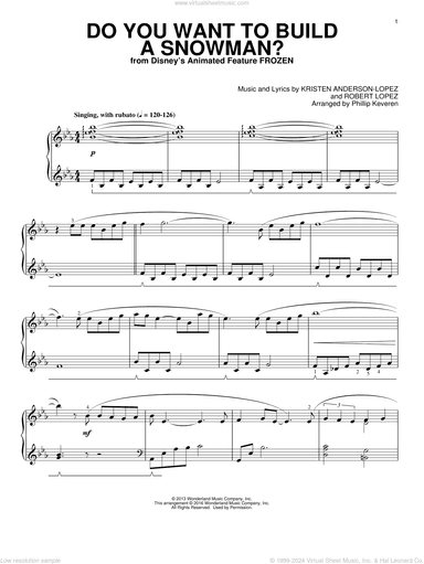 Do You Want To Build A Snowman? (from Frozen) (arr. Phillip Keveren)