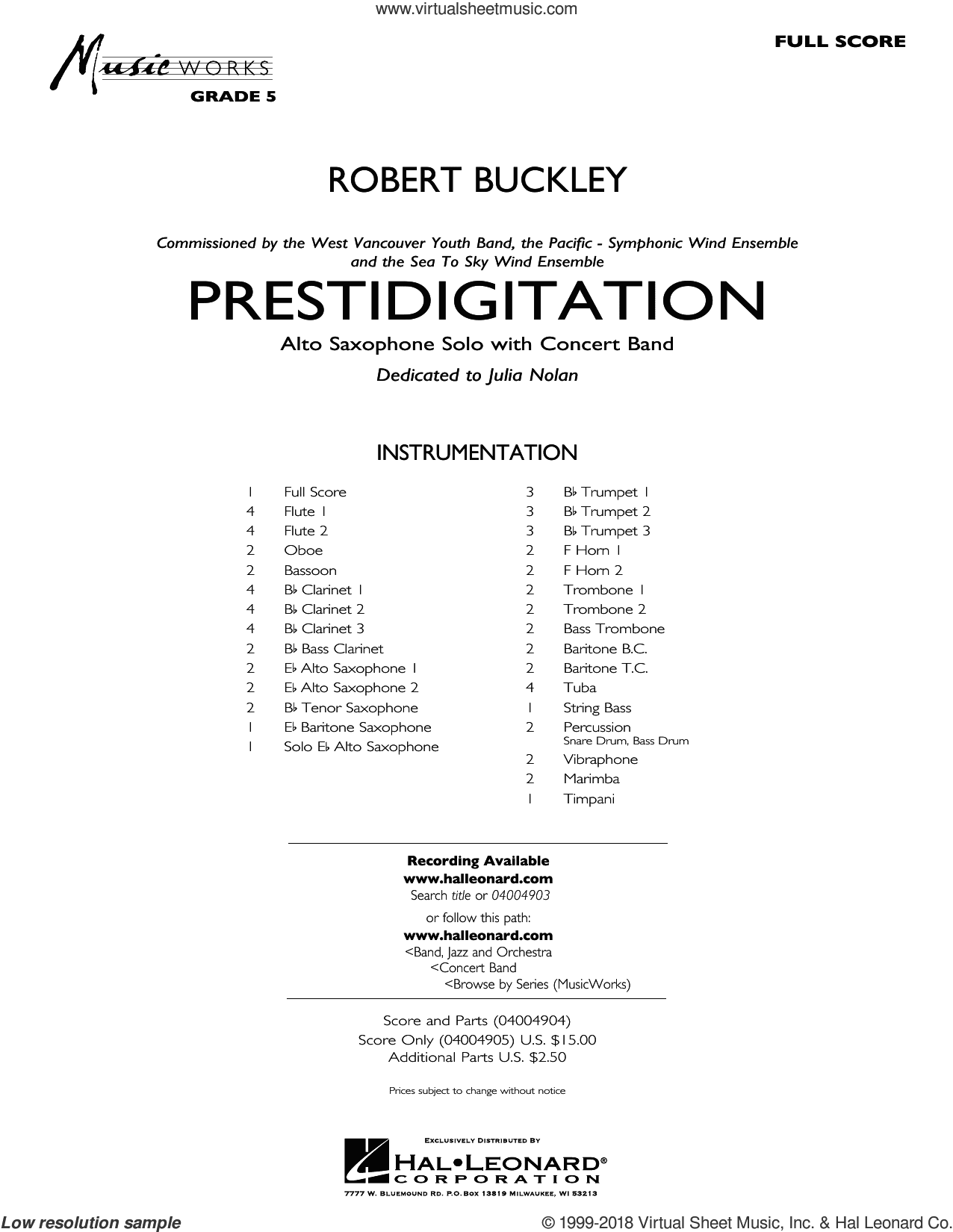 Prestidigitation (Alto Saxophone Solo with Band)