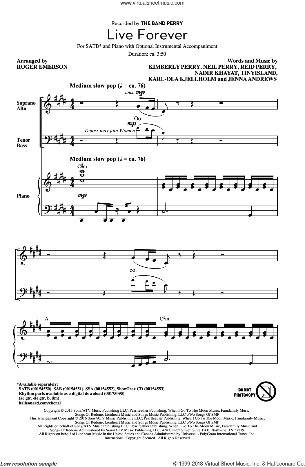 Live Forever (arr. Roger Emerson)