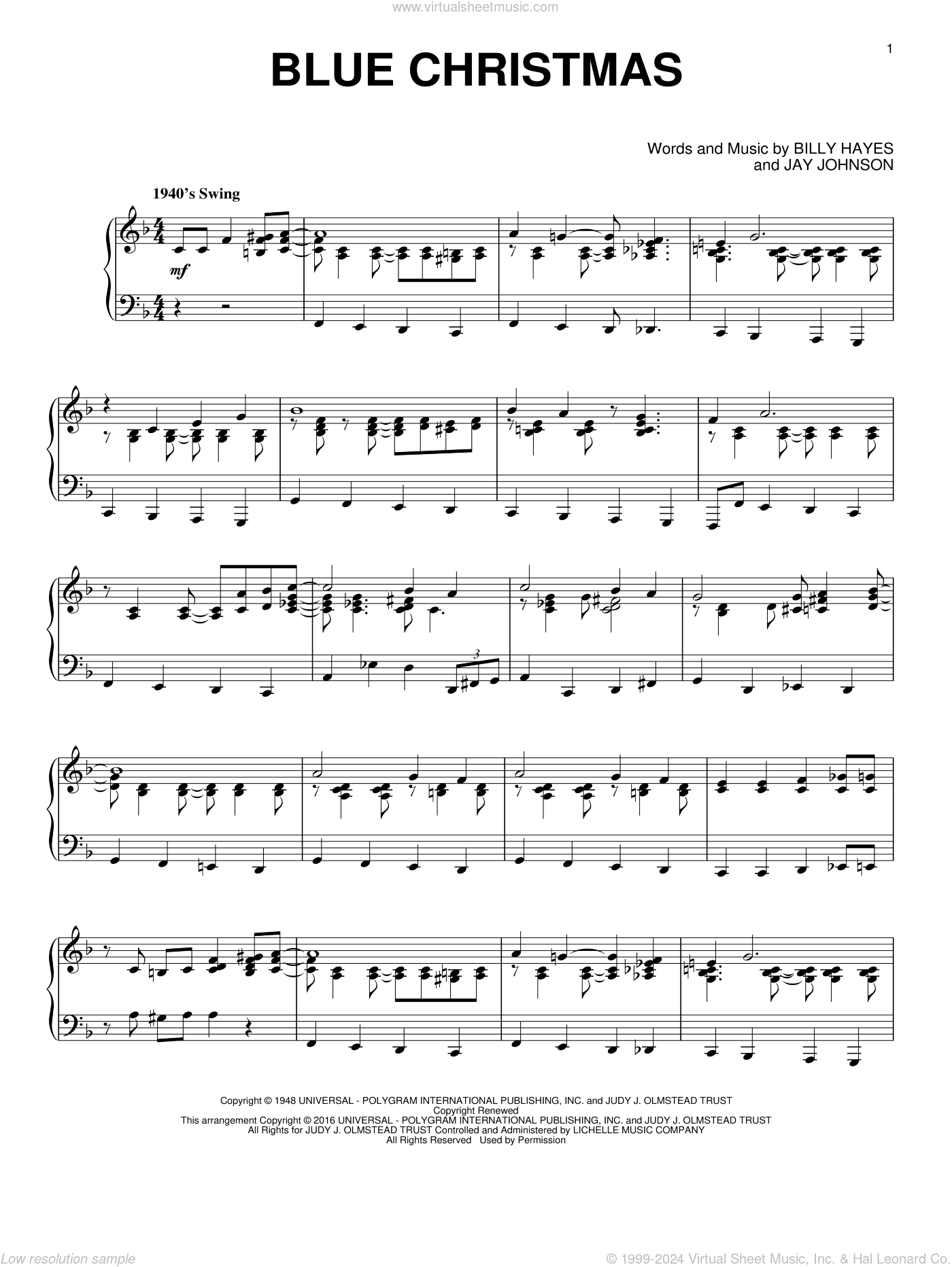Blue Christmas, (intermediate)