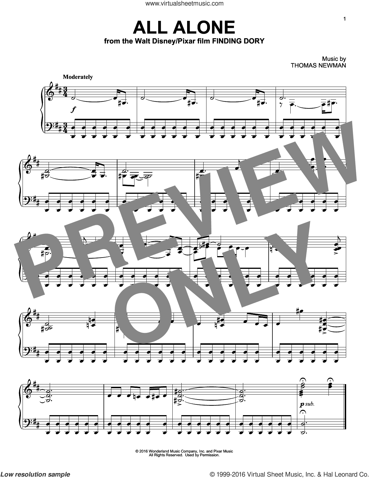All Alone (from Finding Dory), (intermediate)