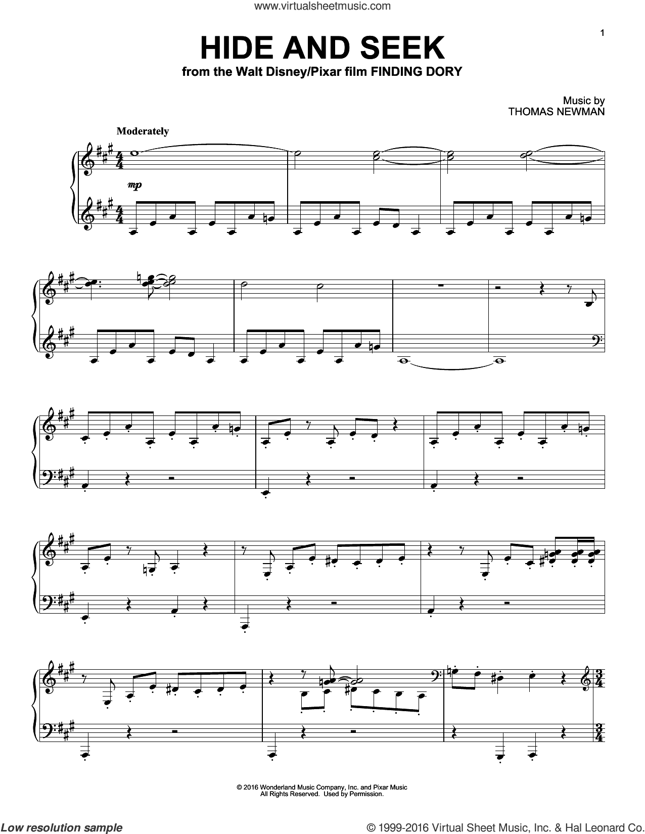 Hide And Seek (from Finding Dory), (intermediate)