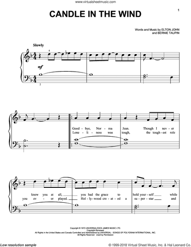 Candle In The Wind, (beginner)