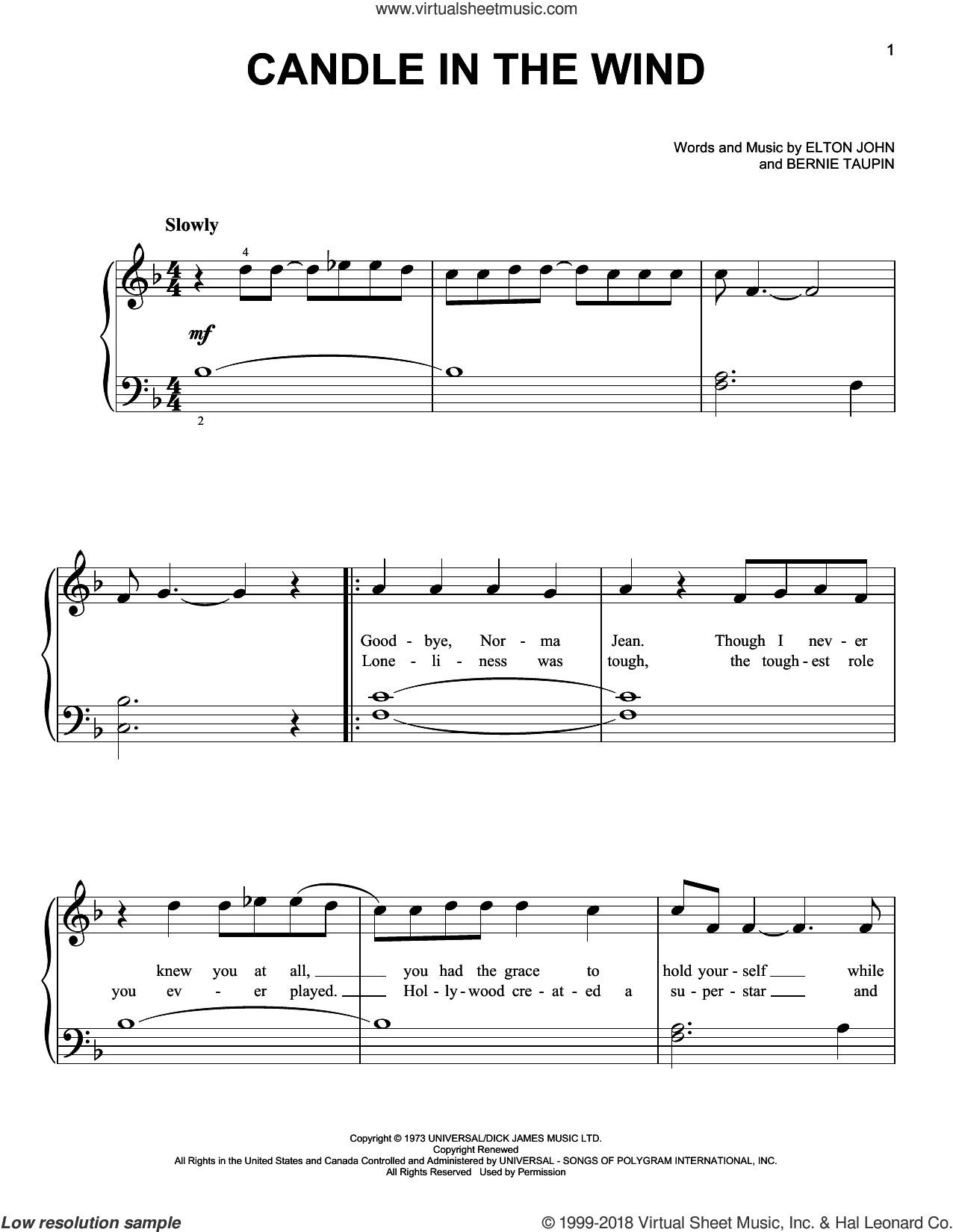 Candle In The Wind, (beginner)