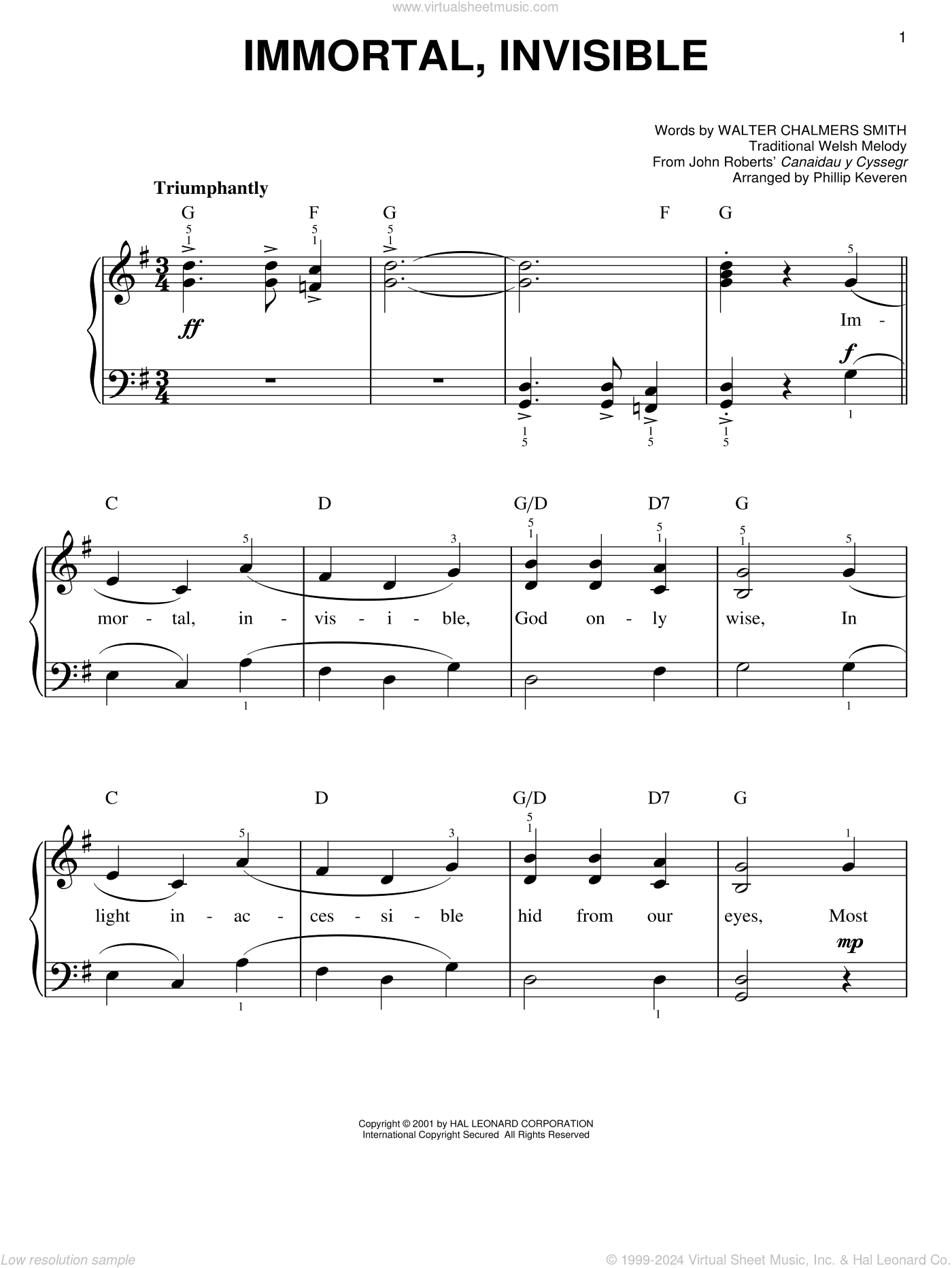 Immortal, Invisible (arr. Phillip Keveren)