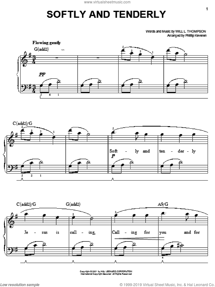 Softly And Tenderly (arr. Phillip Keveren)