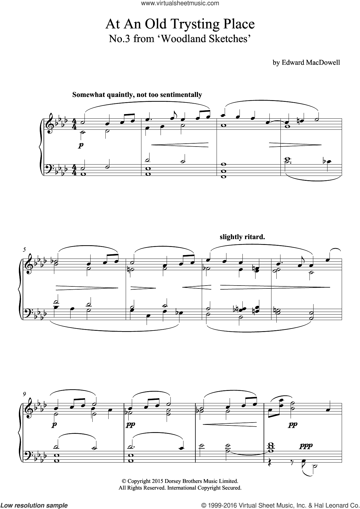 At An Old Trysting Place (10 Woodland Sketches, Op.51, No.3)